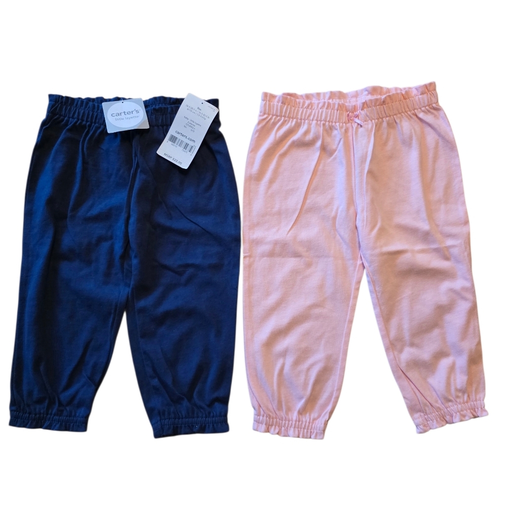 Carter’s Baby Pants Set 9M NWT 2-Pack Little Layette Pink & Navy